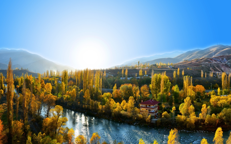 Download Chorokh River in Turkey Autumn Mountain Scenery HD Wallpaper wallpaper