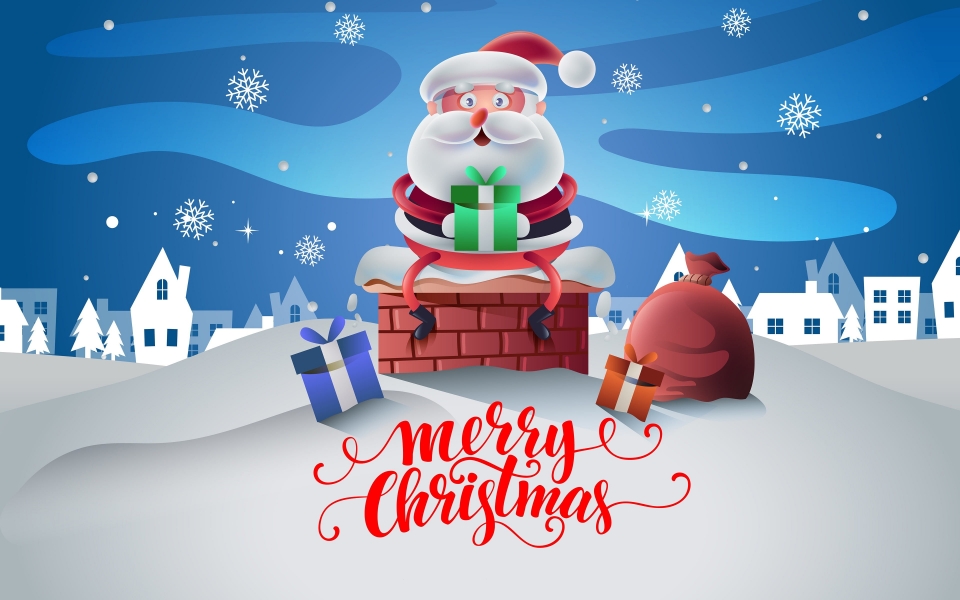 Download Festive Christmas & New Year Cartoon Design HD Wallpaper wallpaper
