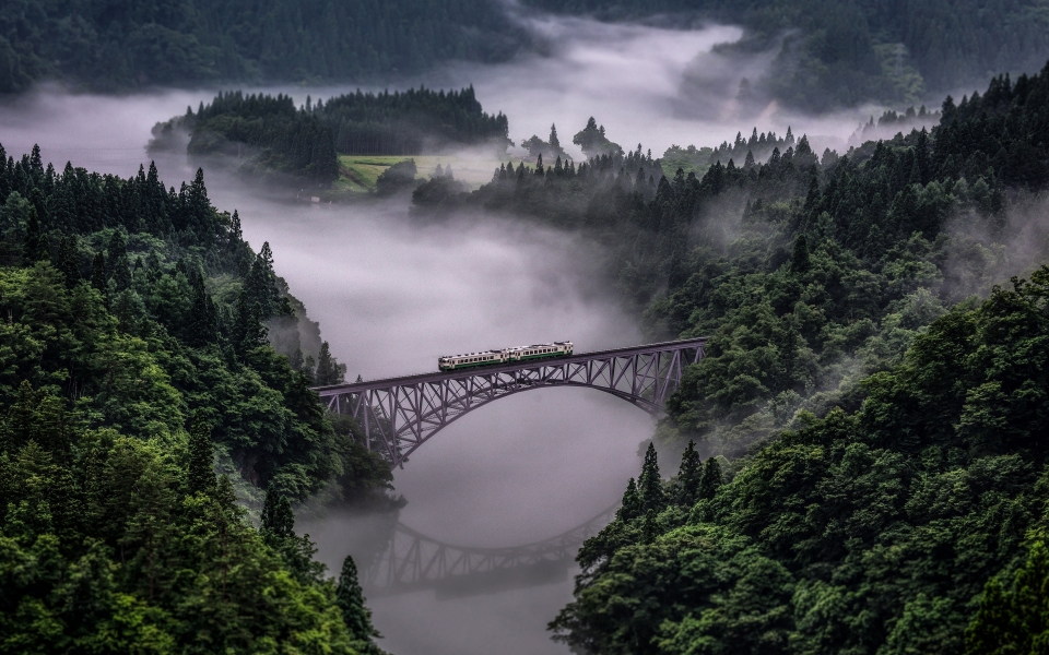 Download Mystical Japanese Forest with River Bridge 2024 HD 1080 Wallpaper wallpaper