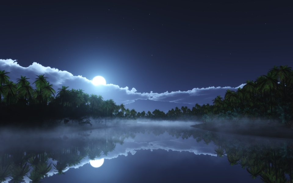 Download Starry Night Over the Lake HD Landscape 2025 4K 5K Wallpaper wallpaper
