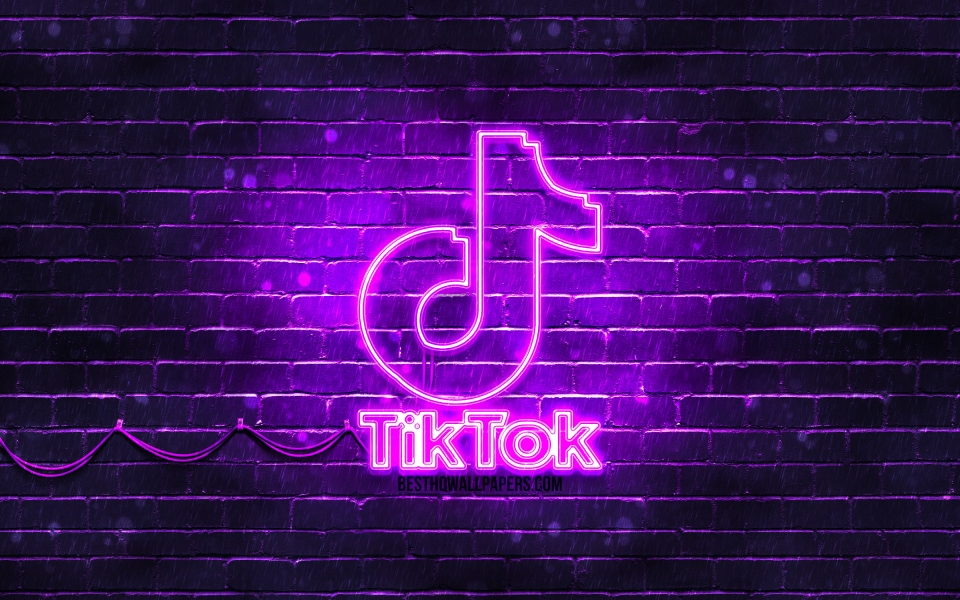 Download TikTok Neon Logo 2024 Background HD Wallpaper wallpaper