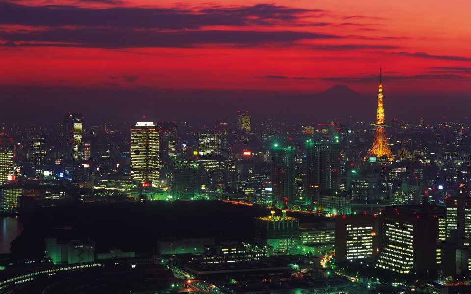 Download Tokyo Sunset with Tokyo Tower 2024 HD Wallpaper wallpaper