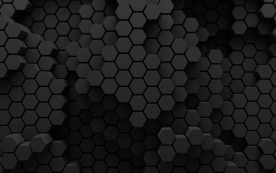 Download Black Hexagons 3D 2024 HD Wallpaper for Display wallpaper