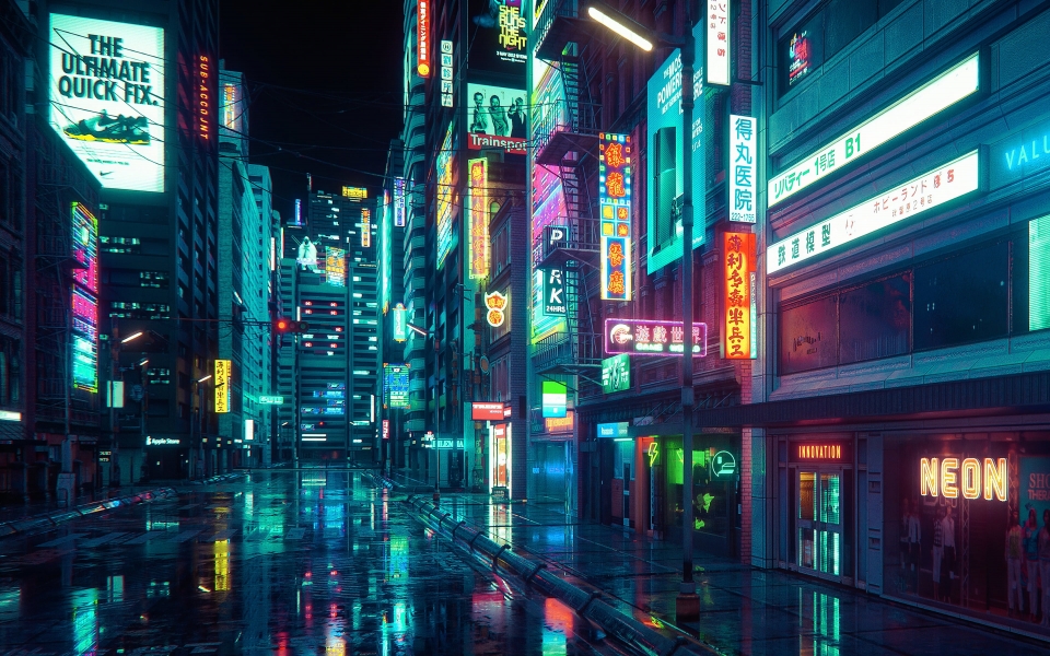 Download Neon Metropolis Cyberpunk Cityscape HD Wallpaper for android wallpaper