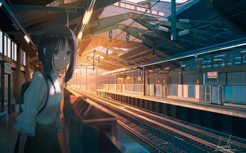 Download Train Station Anime HD Wallpaper Download wallpaper