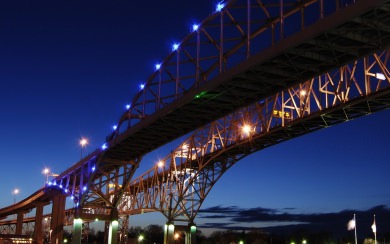 Bridge To USA At Night