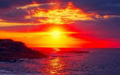 Bright Sunset Over Sea