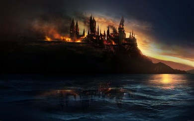 Castle On Fire Sea Reflection
