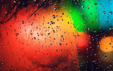 Colourful Lights With Rain Drops