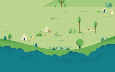 Flat Design Countryside Camping Illustration