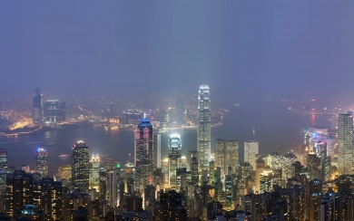 Hong Kong Lit Up At Night