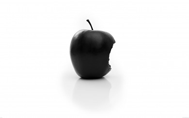 Minimal Eaten Black Apple Art