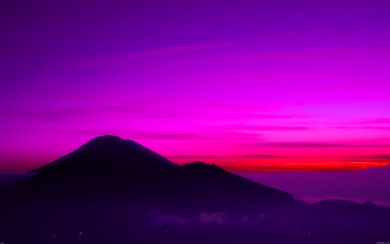 Purple Sunset Behind Mountain