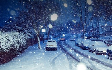 Snowy Night On A Street