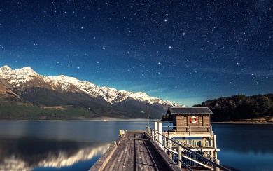 Starry Night Sky Lake Peer
