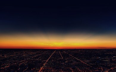 Sunset Over Night Sky City