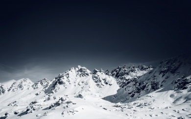 White Snowy Hills Dark Sky