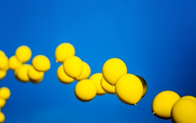Yellow Balloons In Blue Sky