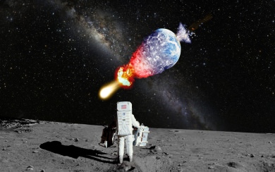 Astronaut NASA Moon Landing Moon Explosion Galaxy Milky Way