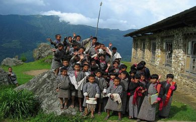 Children Bhutan Landscape Nature