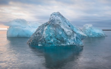 Icebergs Antarctica sunset sea south pole