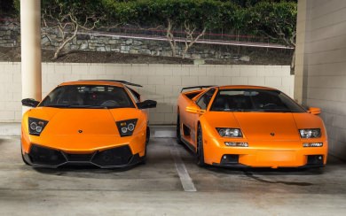 Orange sports cars Lamborghini Murcielago