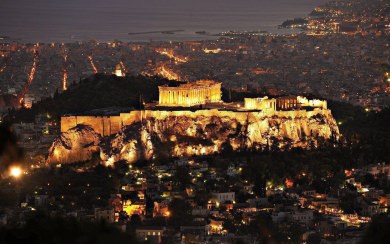 Parthenon At Night Athens Greece