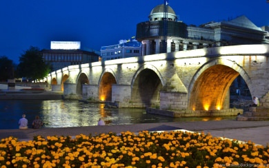 Skopje Macedonia Night View