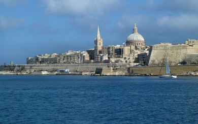 Wallpapers Valletta sea houses sky dome Malta City