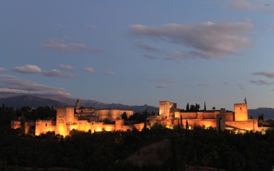 Alhambra palace in the twilight wallpapers