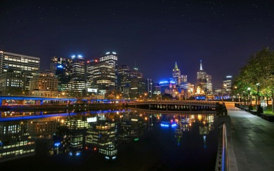 Night Look of City Melbourne in Australia