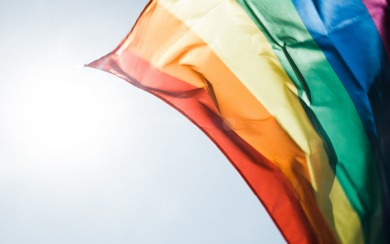 rainbow pride flag flying