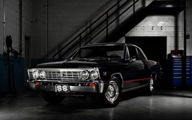 American Cars Black Chevelle Chevrolet SS Classic HD 8K 1920x1080 2020 PC Mobile Images Photos Download