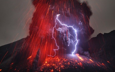 Download 1920x1200 Volcano Lightning Wallpaper