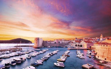 Sunset Dubrovnik Croatia Adriatic Sea HD 4K
