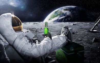 Man on Moon with A Drink