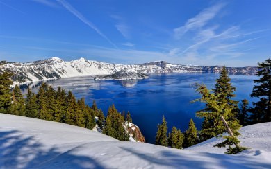 Crater Lake in Winter Apple iPad Apple Watch Wallpapers 1920x1080 for Mobiles