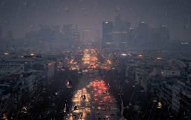 The city in the rain in 8K 10K 20K 30K