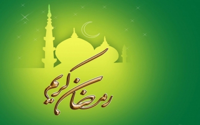 Mosque Ramzan Kareem Wallpaper in Green Color Wallpaper