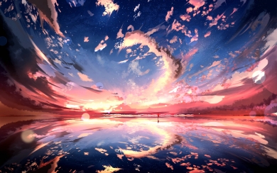 Anime Original Sky and Starry Sky HD Wallpaper