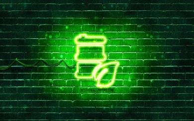 Bio Oil Neon Icon on Green Background HD Wallpaper for laptop