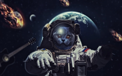 Cat in Space Whimsical Artwork for Your HD Wallpaper