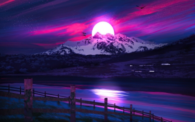 Minimal Landscape Sunrise HD Wallpaper for pc