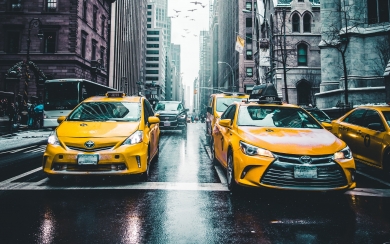 New York City in a Yellow Taxi Android Wallpaper HD 1080p