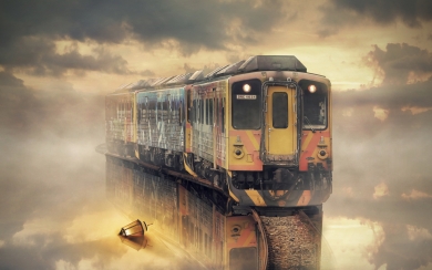 Stunning Train Art with Sky HD Wallpaper foe mobile phone