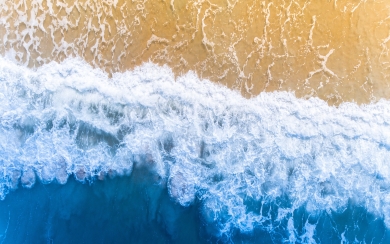Aerial View of Blue Ocean Shoreline Ultra HD Wallpaper