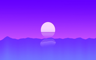 Experience the Serenity of Sunset Outrun Minimalism HD Wallpaper
