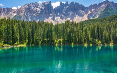 Karersee Lake in Dolomites Mountains Italy HD Wallpaper