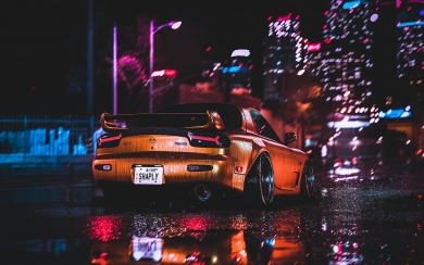 Mazda RX7 City Night Lights HD Wallpaper by ArtStation