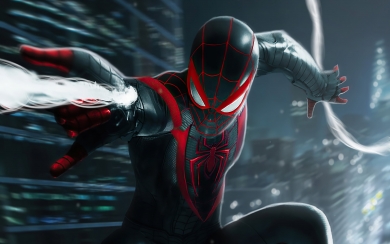 Miles Morales Spider Man Black Suit HD Wallpaper